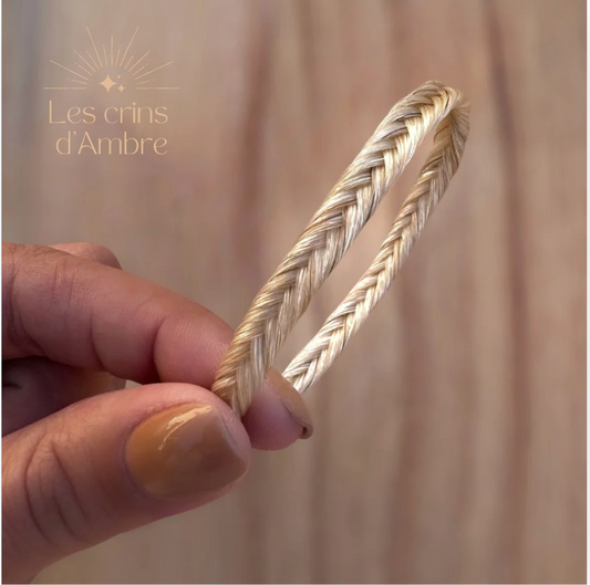 Bracelet OPPALINE - crins blanc en épi (fermoir doré ou argenté)